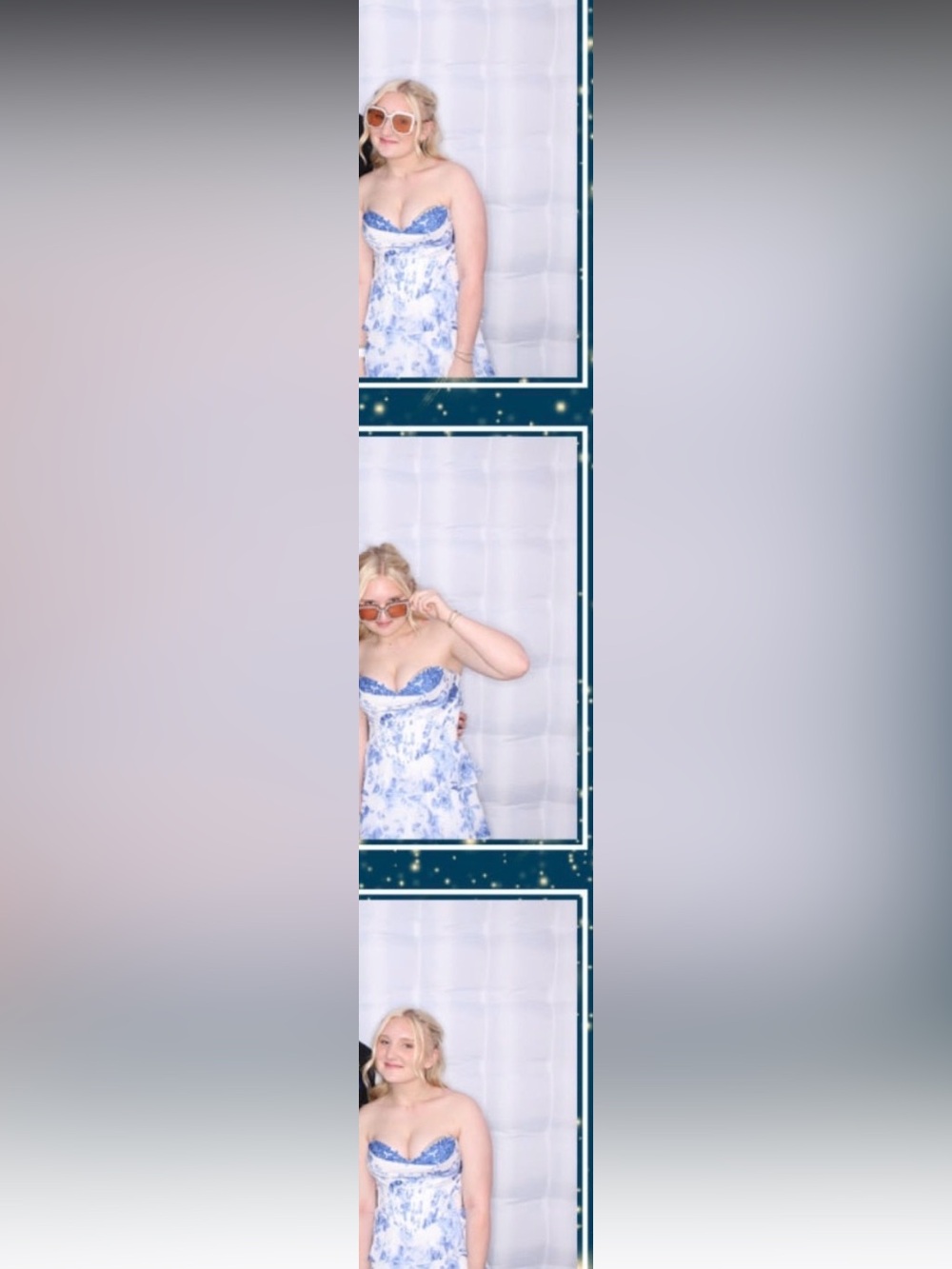 Strapless Blue Floral Midi Dress